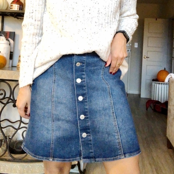 Mossimo‎ Button Down 90s Blue Denim Midi Skirt - Picture 2 of 6